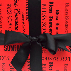 Bless Someone Black and Red Wrapping Paper - The Black Santa Company