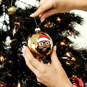 Black Santa Gold Glass Ball Ornament - The Black Santa Company